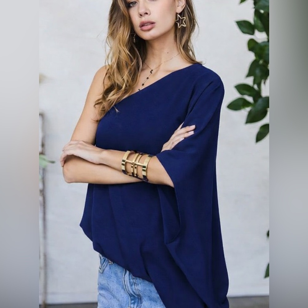 Navy Blue one shoulder blouse size medium